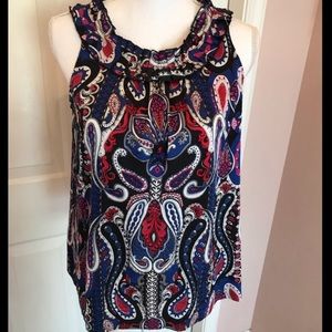 Tommy Hilfiger paisley sleeveless blouse, pleated collar